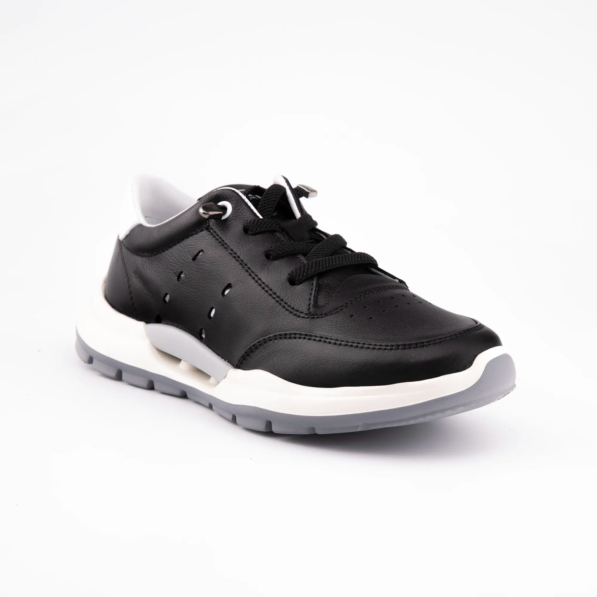 MrCalvano Venice Beach Black Leather Casual Women's Shoes