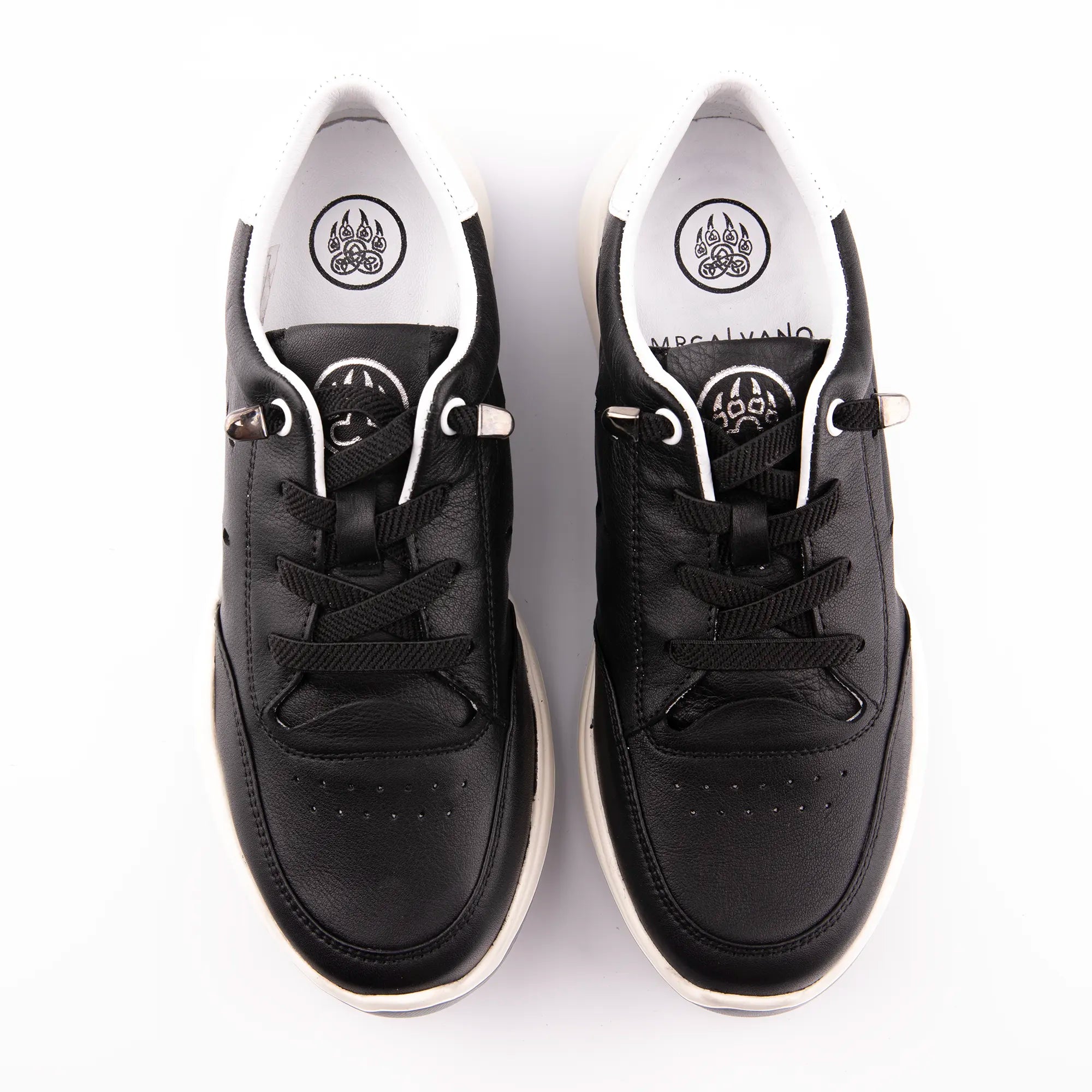 MrCalvano Venice Beach Black Leather Casual Women's Shoes