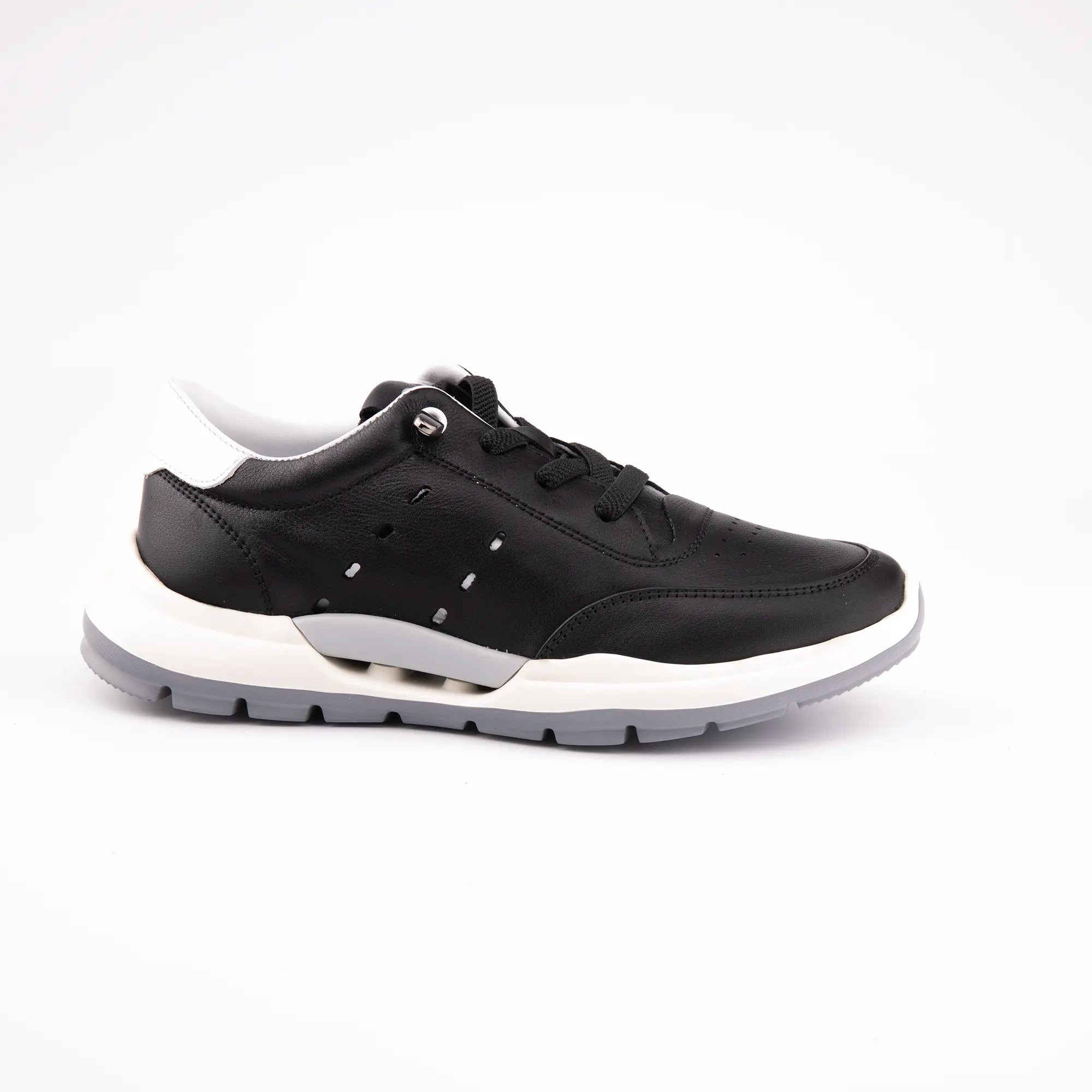 MrCalvano Venice Beach Black Leather Casual Women's Shoes