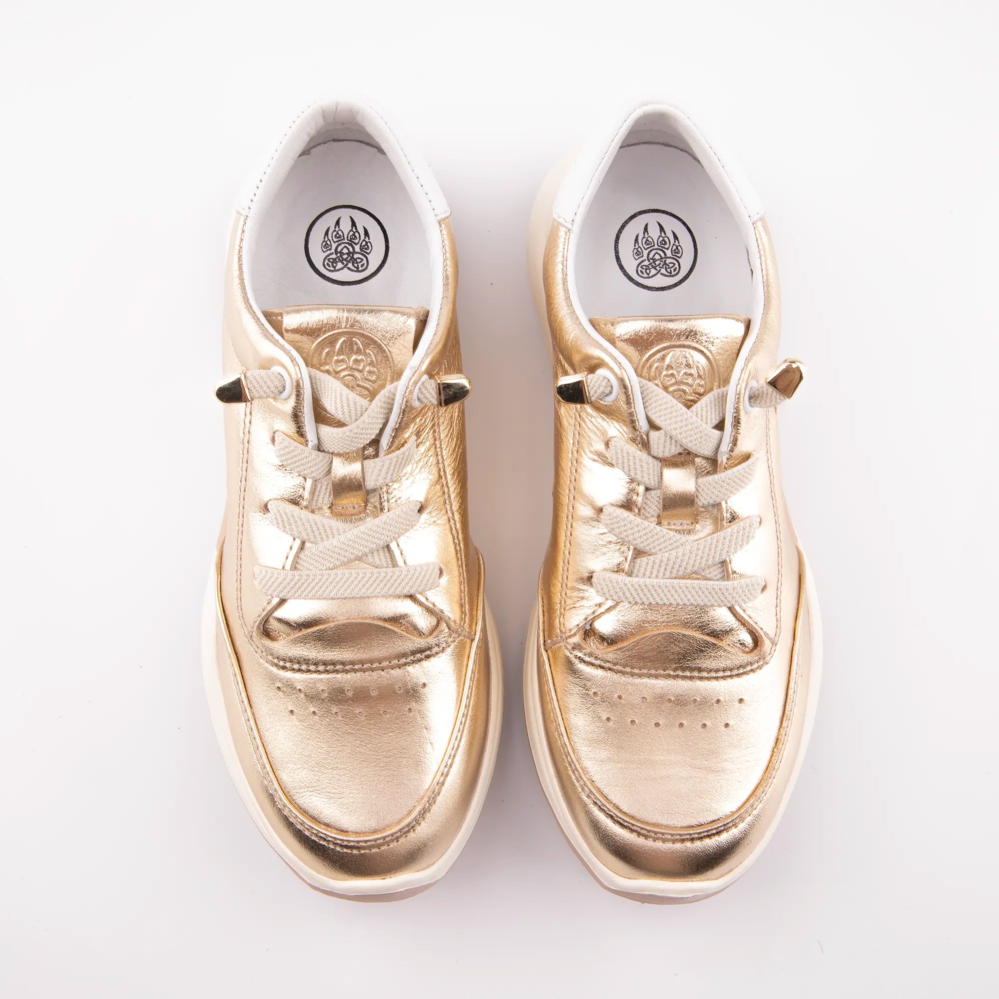 MrCalvano Venice Beach Gold Leather Women's Sneakers