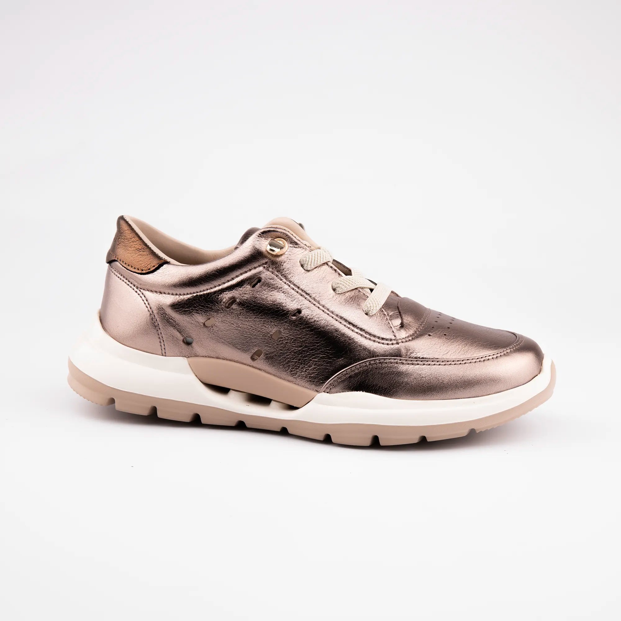 MrCalvano Venice Beach Bronze Leather Women's Sneakers