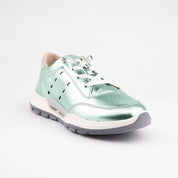 MrCalvano Venice Beach Ice Green Leather Women's Sneakers