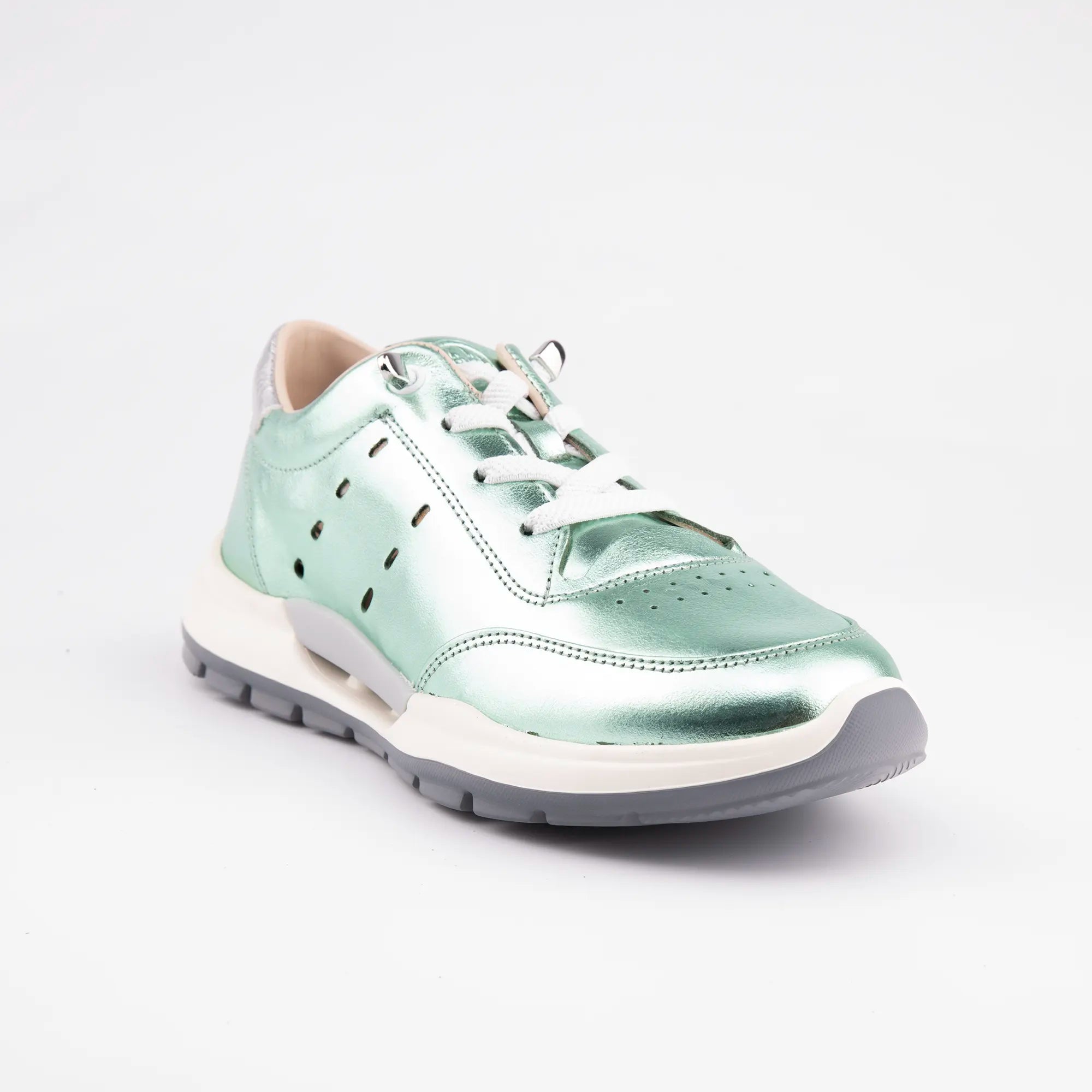 MrCalvano Venice Beach Ice Green Leather Women's Sneakers