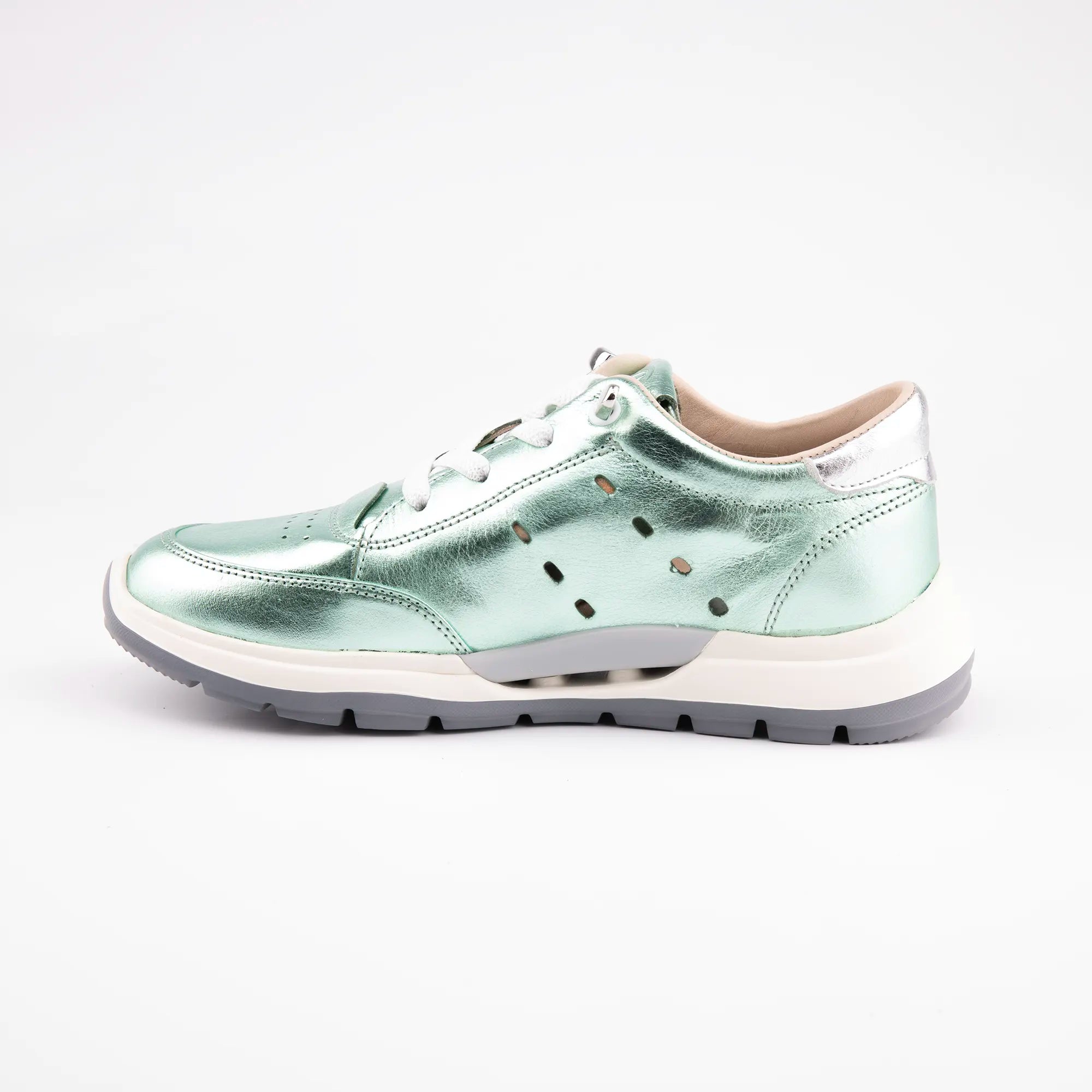 MrCalvano Venice Beach Ice Green Leather Women's Sneakers
