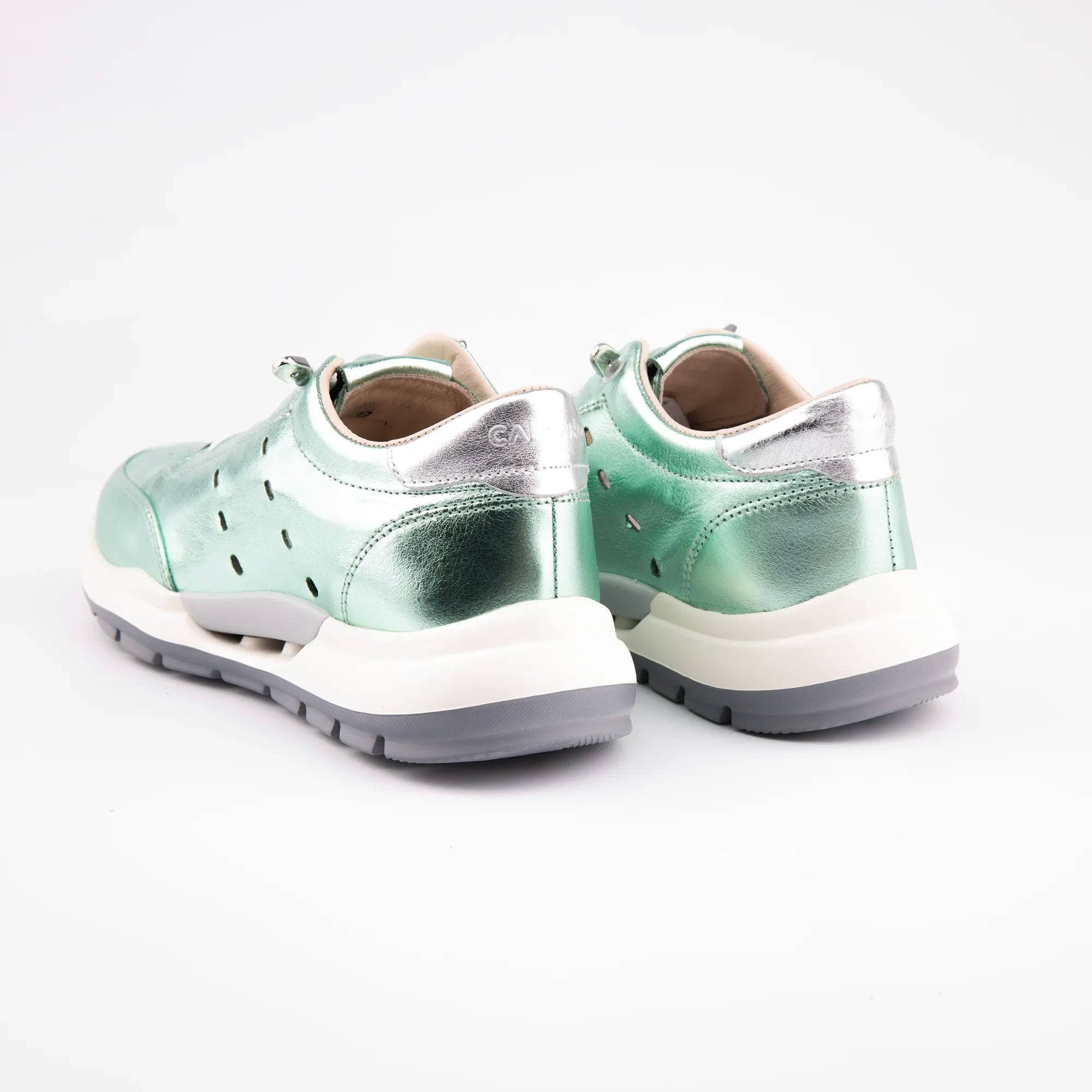 MrCalvano Venice Beach Ice Green Leather Women's Sneakers