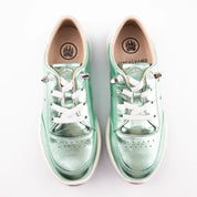 MrCalvano Venice Beach Ice Green Leather Women's Sneakers