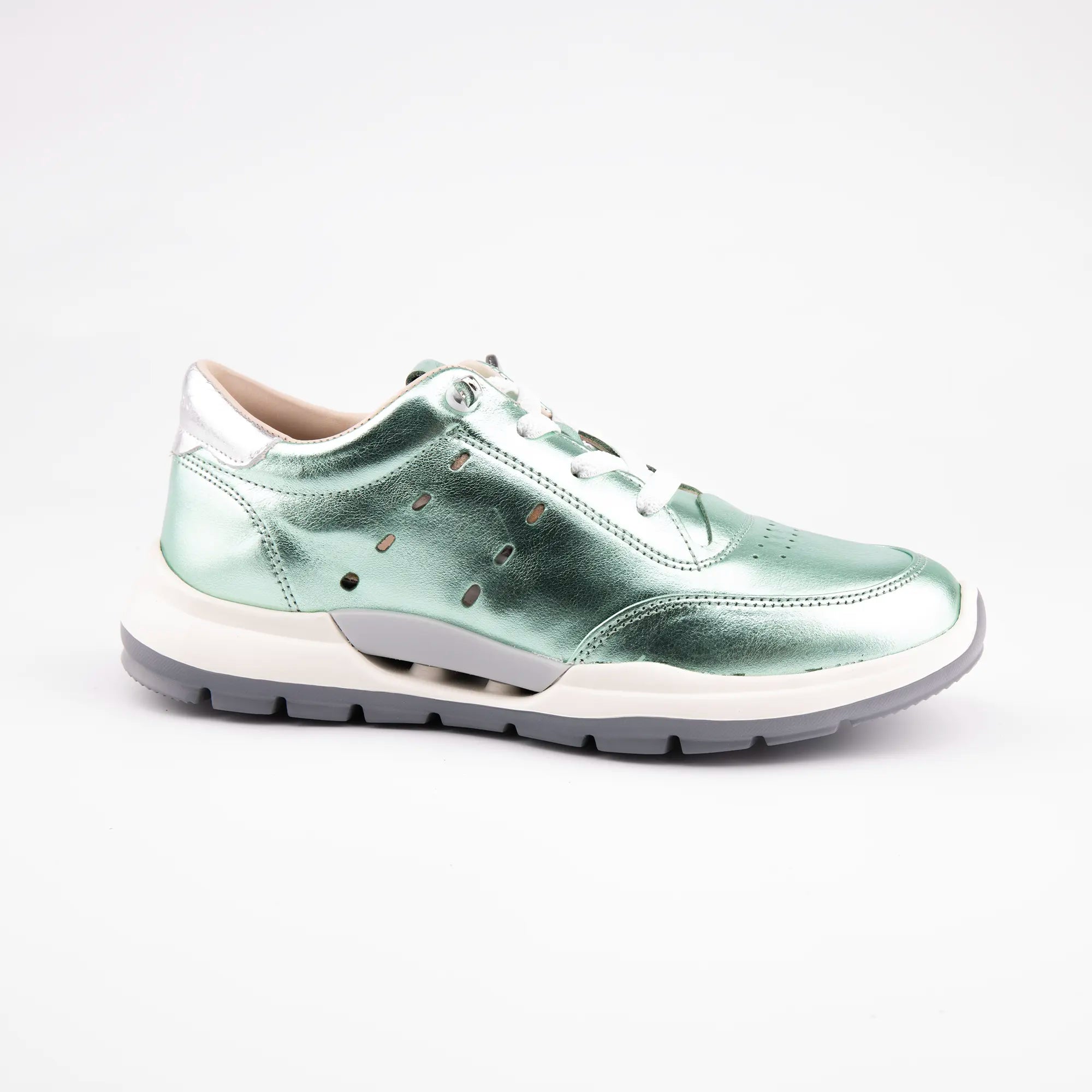 MrCalvano Venice Beach Ice Green Leather Women's Sneakers