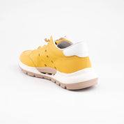 MrCalvano Venice Beach Mustard Leather Women's Sneakers