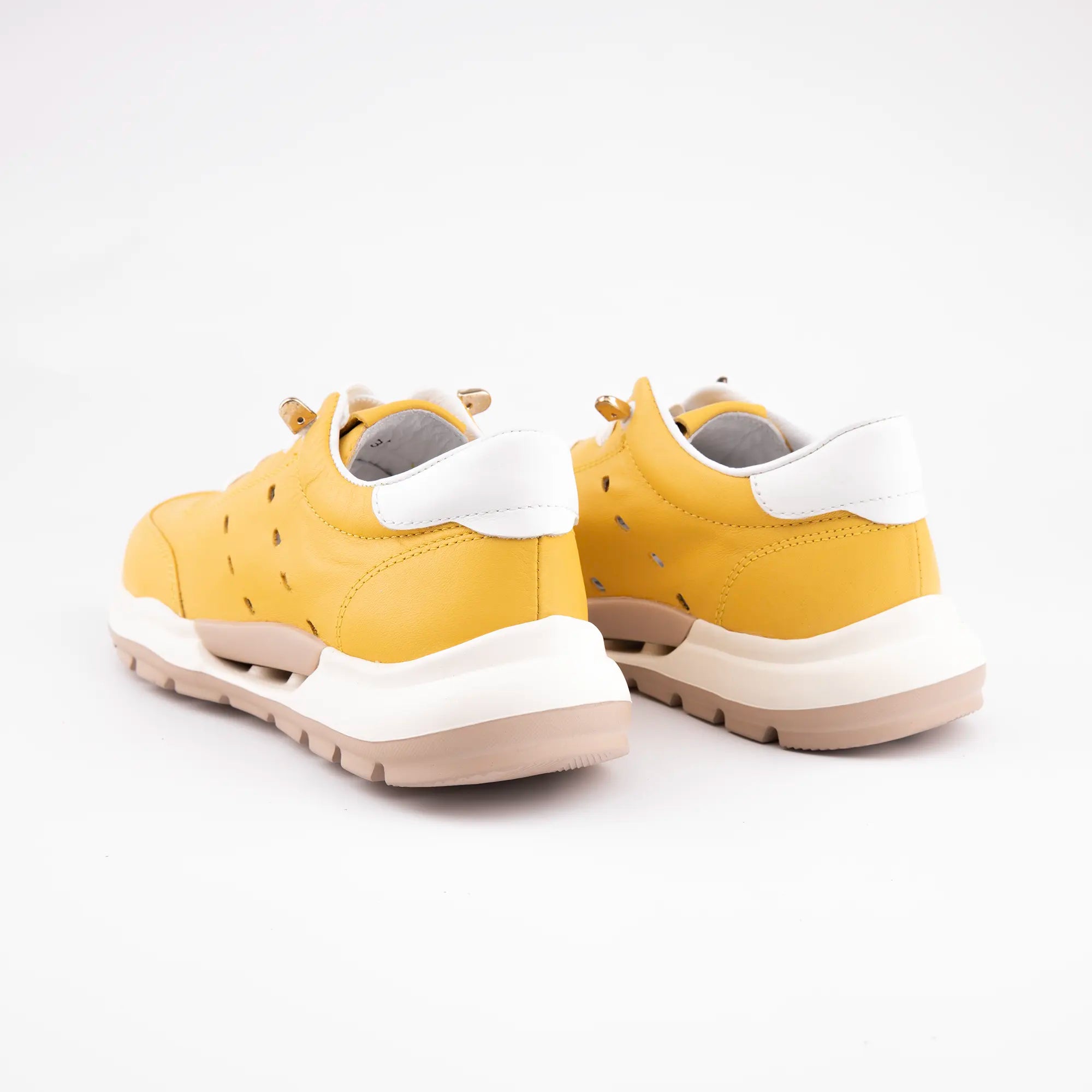 MrCalvano Venice Beach Mustard Leather Women's Sneakers