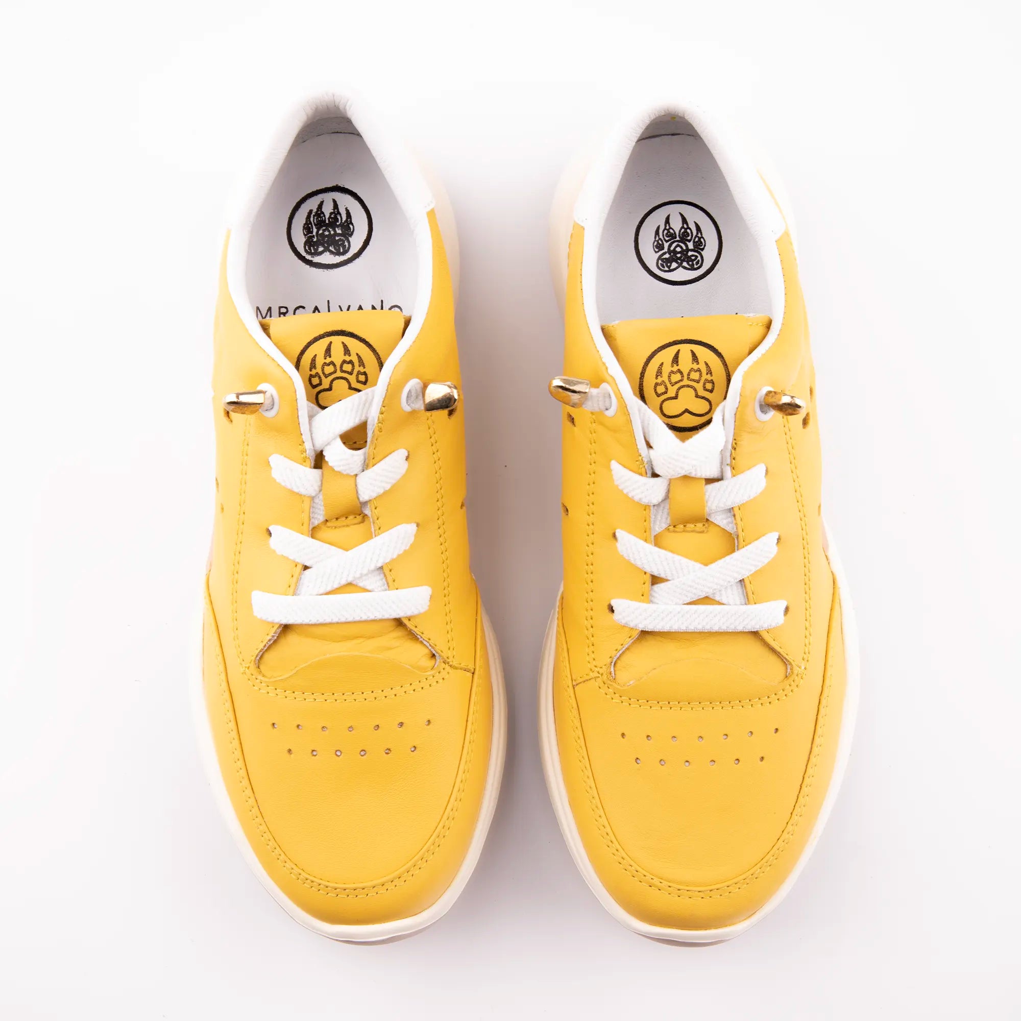 MrCalvano Venice Beach Mustard Leather Women's Sneakers