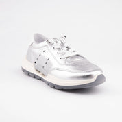 MrCalvano Venice Beach Silver Leather Women's Sneakers