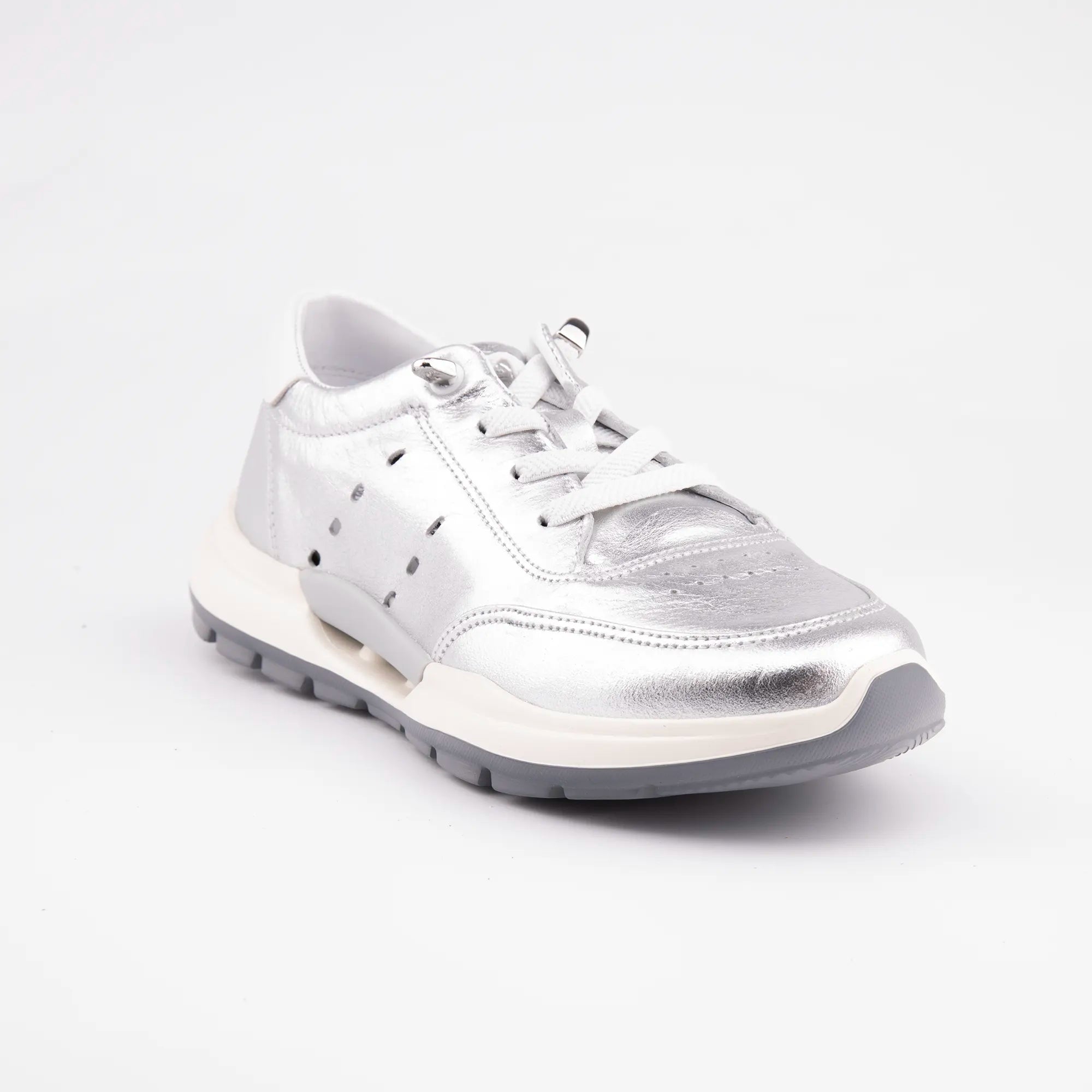 MrCalvano Venice Beach Silver Leather Women's Sneakers
