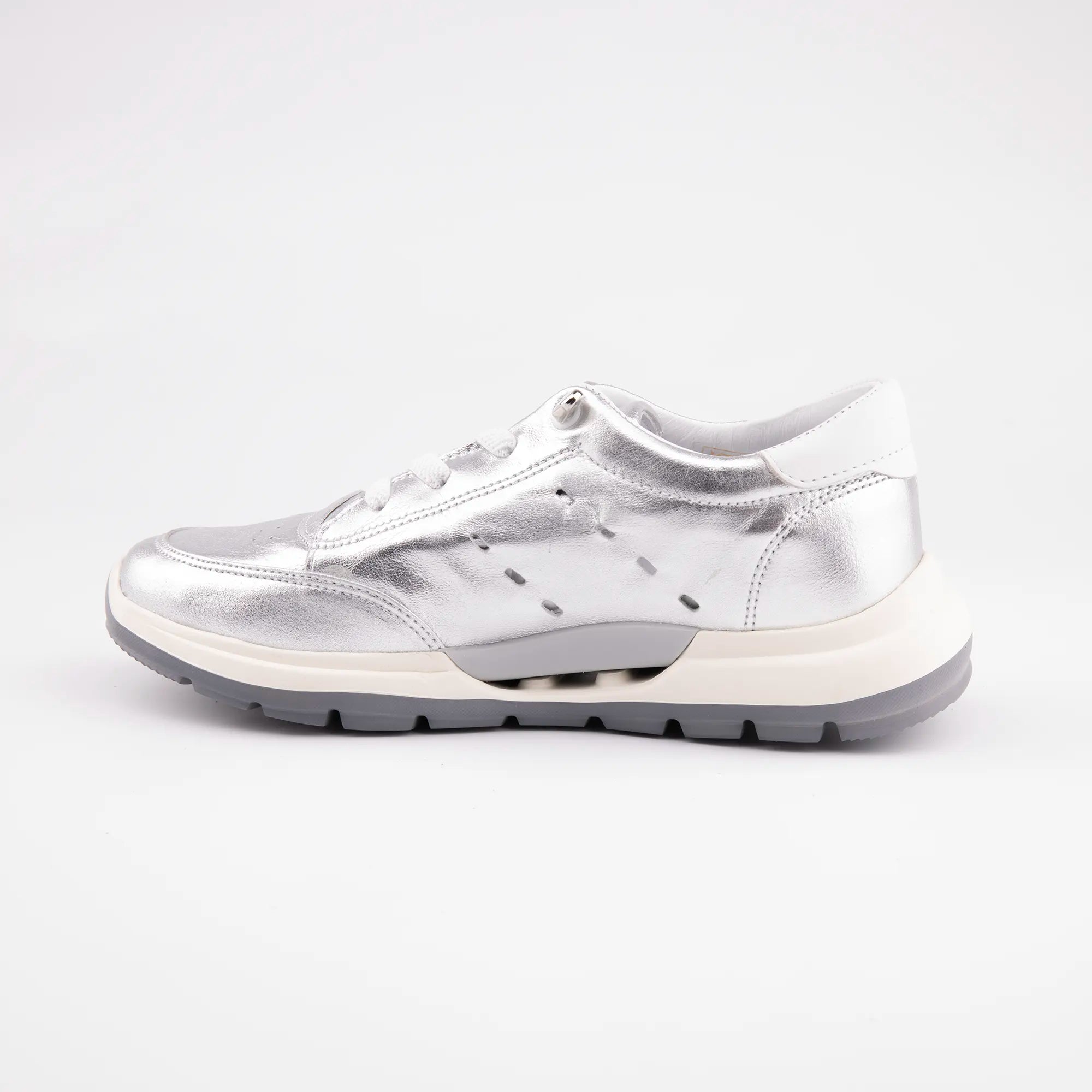 MrCalvano Venice Beach Silver Leather Women's Sneakers