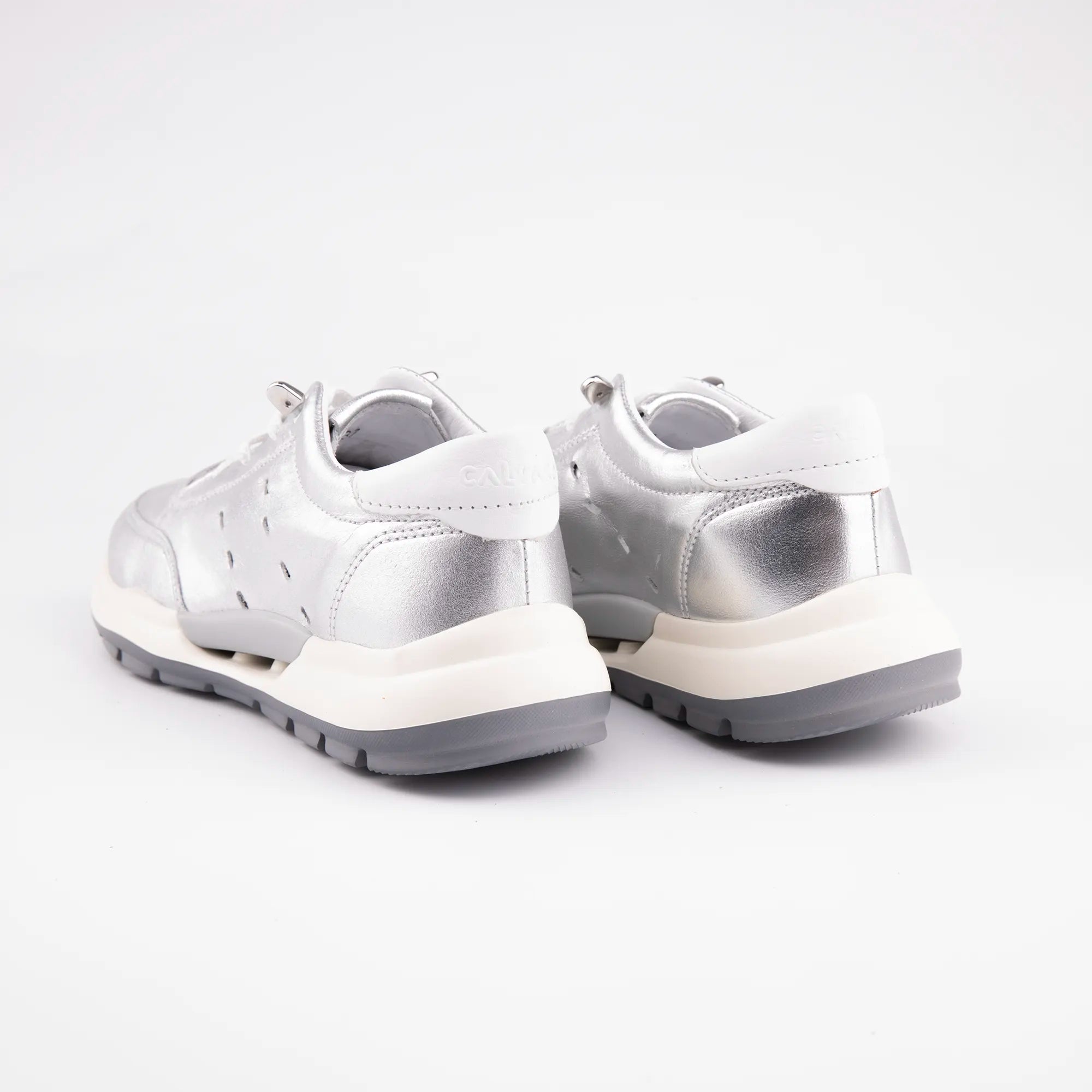 MrCalvano Venice Beach Silver Leather Women's Sneakers