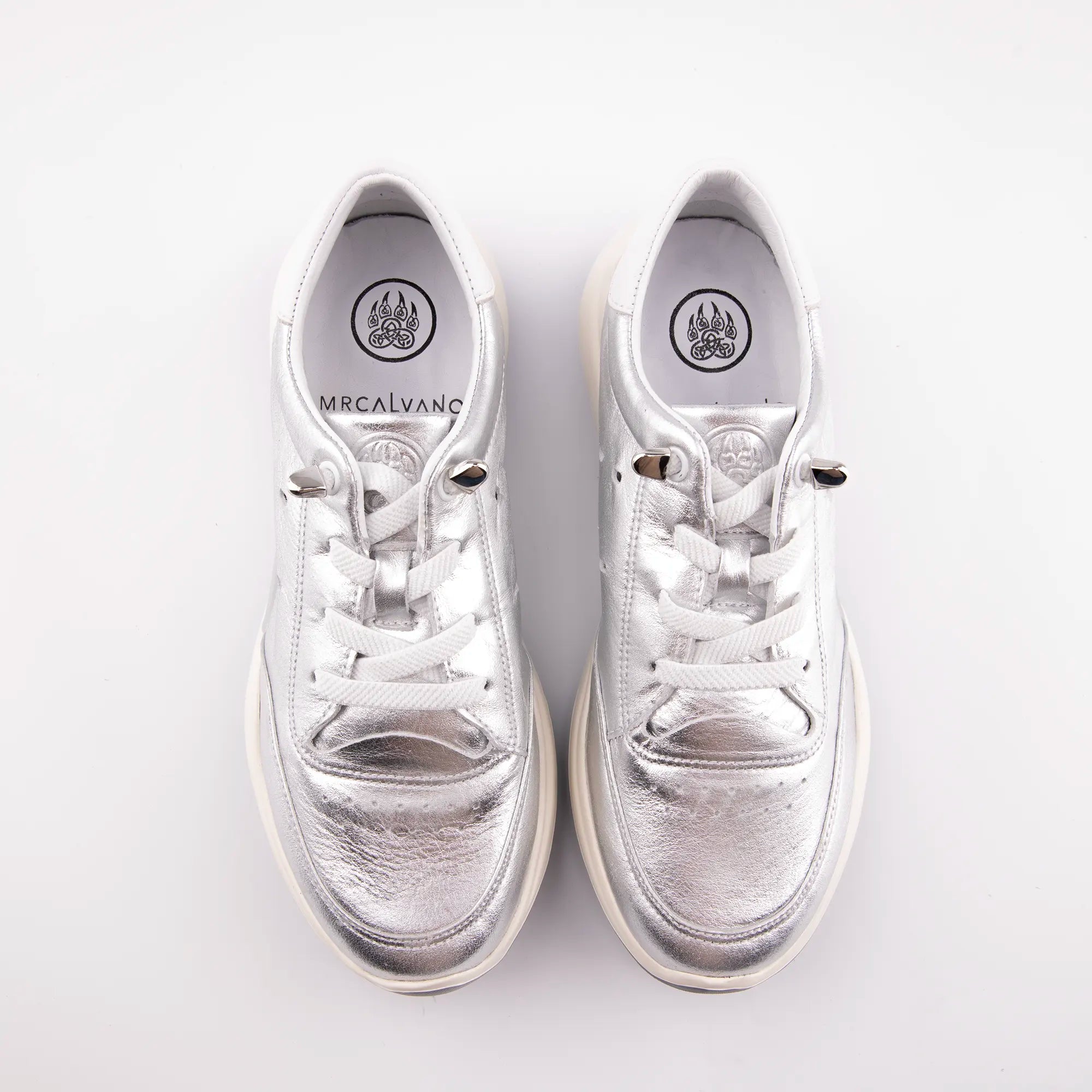 MrCalvano Venice Beach Silver Leather Women's Sneakers