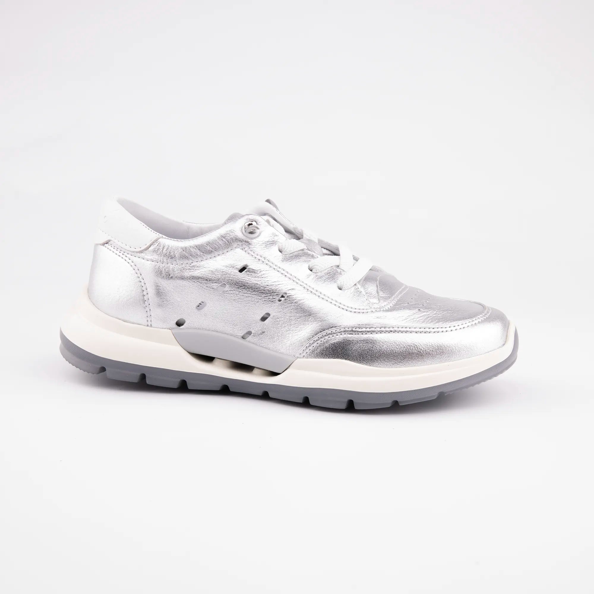MrCalvano Venice Beach Silver Leather Women's Sneakers