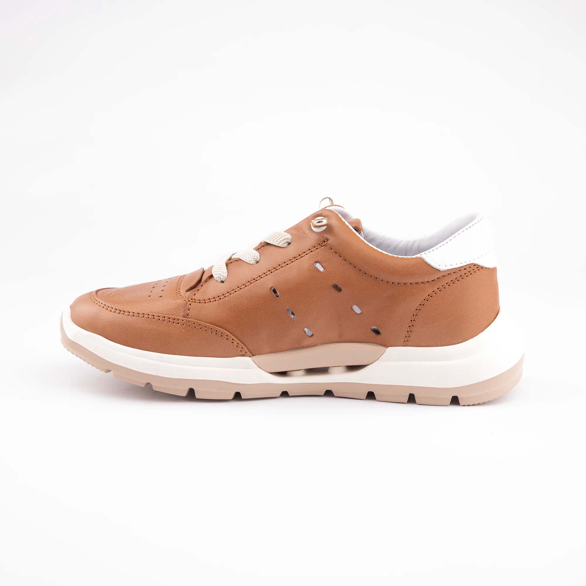 MrCalvano Venice Beach Tobacco Leather Women's Sneakers