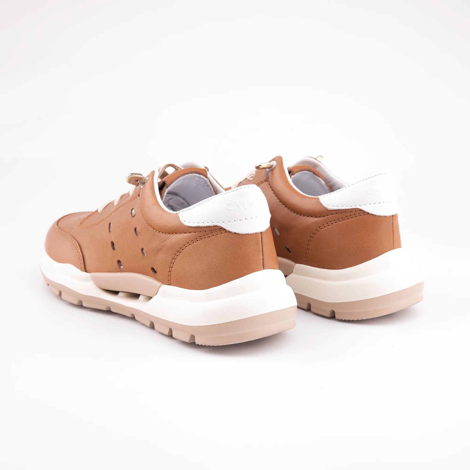 MrCalvano Venice Beach Tobacco Leather Women's Sneakers