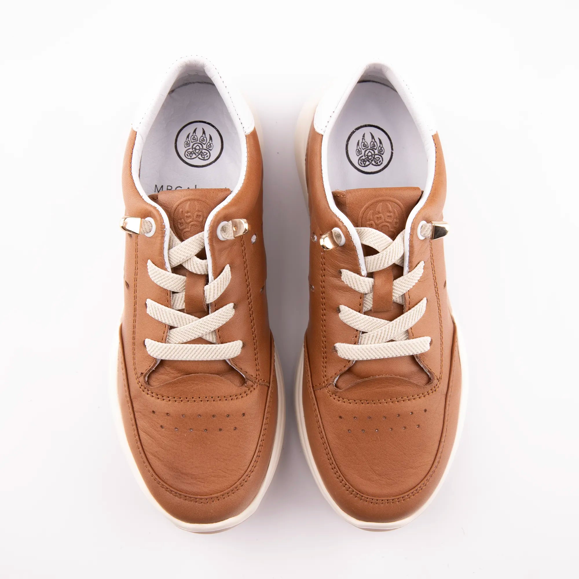 MrCalvano Venice Beach Tobacco Leather Women's Sneakers