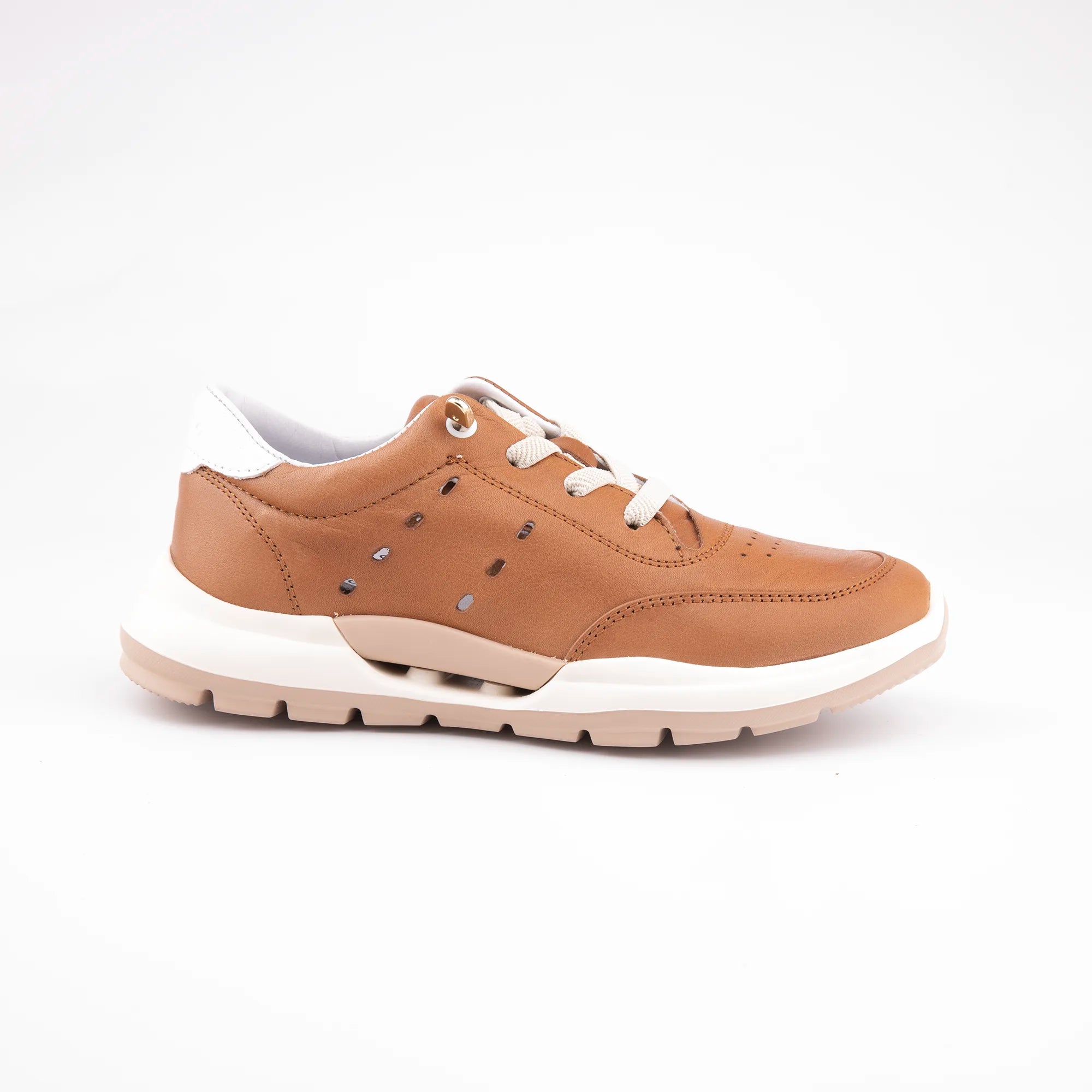 MrCalvano Venice Beach Tobacco Leather Women's Sneakers